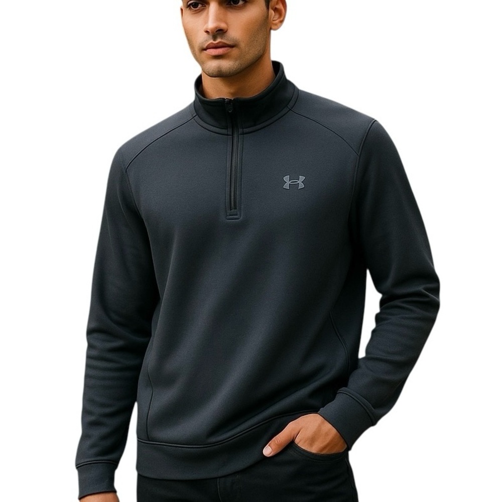 Under Armour Men's Black Loose Fit Quarter Zip Pullover Shirt S